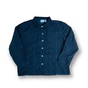 Chicos Design Corduroy style Jacket top size 3 womens black vintage XL